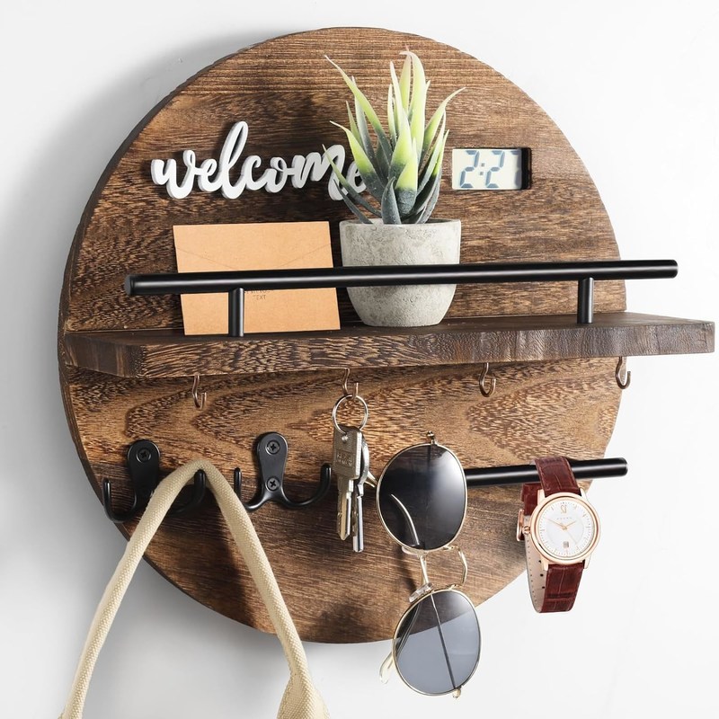 Στρογγυλό ξύλινο κλειδί και κάθισμα ταχυδρομείου οργανωτής για την είσοδο Mudroom διάδρομο κουζίνα γραφείο