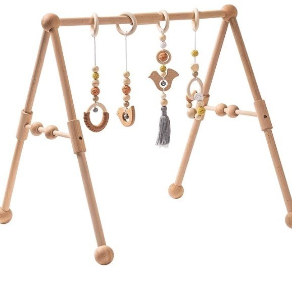 2407Frame Activity Gym Hanging Bar Infant Toys ξύλινο γυμναστήριο για μωρά με 4 παιχνίδια στο χρώμα σας