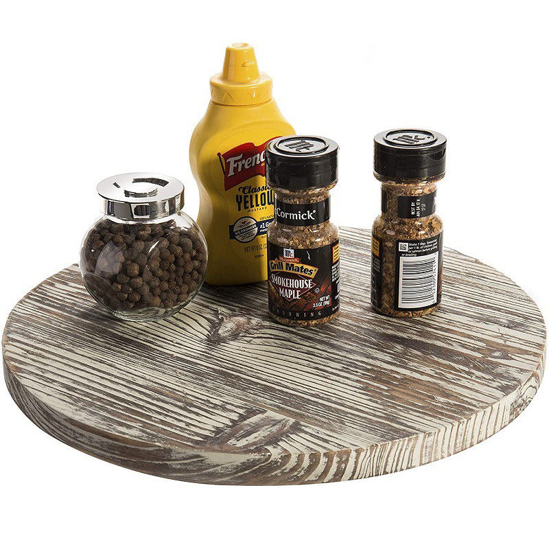Ξύλο Lazy Susan Περικυκλωτή για την κουζίνα Τελευταίο στυλ σχεδιασμού αγροκτήματος Τυπωμένο και καμένο