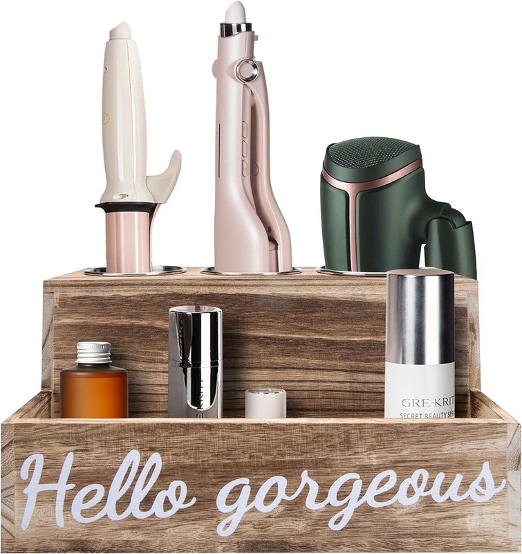 Κρατήστε το μπάνιο σας τακτοποιημένο χωρίς προσπάθεια με αυτό το ξύλινο στεγνωτήριο μαλλιών και στερεοποιητή