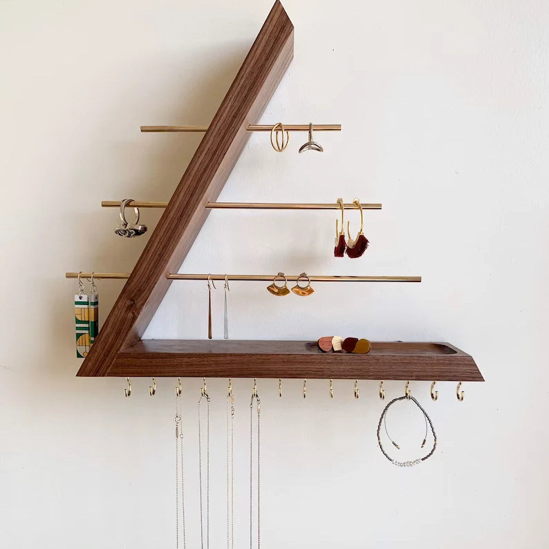 Ετικέτα Προσαρμοσμένο Αποδεκτό Ατέλειωτο Ξύλινο Ξύλο Χρώμα Κρεμάστης Αλεξάνθρακας Κοσμήματα Οργανωτής