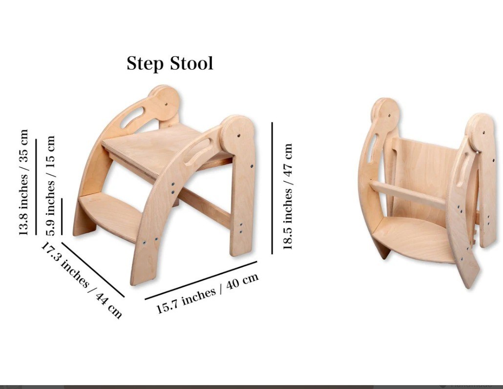 Προσαρμοσμένο λογότυπο ξύλινο σκαμνί για παιδιά αναδιπλούμενο σκαμνί Montessori