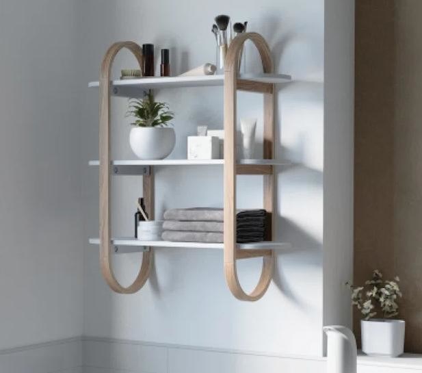 Λευκά φυσικά πλωτά κρεμαστά ράφια για την διακόσμηση τοίχων στην επίδειξη τραπεζαρίας