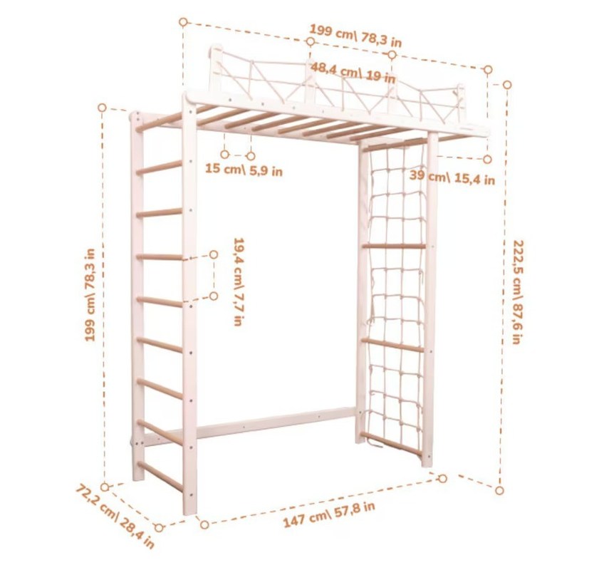 Προσαρμόσιμο παιδικό γυμναστήριο ζούγκλας με προαιρετικό αξεσουάρ σχοινιών και παιδικό κινητό
