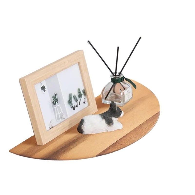 Προσαρμοσμένο μέγεθος χρώμα ημικύκλωμα σε σχήμα σύνολο από 3 14inch Ακασία ξύλο πλωτά ράφια