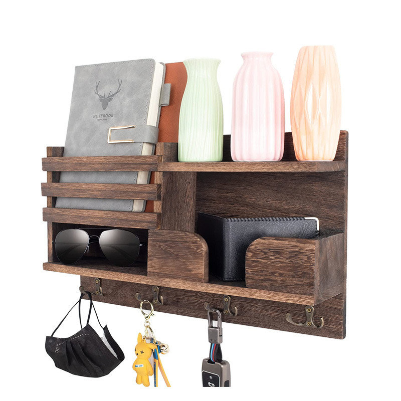 Διακοσμητικός ξύλινος κρεμάλης κλειδιών με 3 διπλά γάντζους