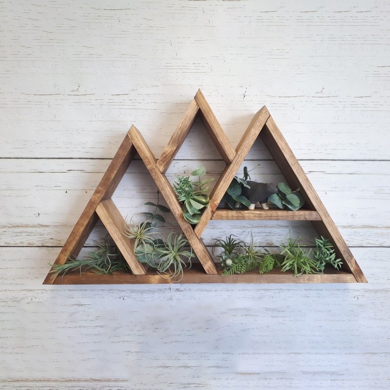 Φυσικό ξύλο Πολυεπίπεδης τοίχος τοποθετημένη πλωτή οθόνη 26.75x16x3.5 ίντσες