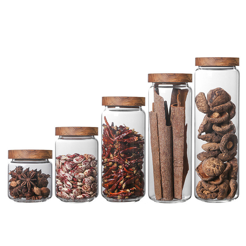 Συσκευές από γυαλί με κάλυμμα από ακάσια για λύσεις αποθήκευσης τροφίμων