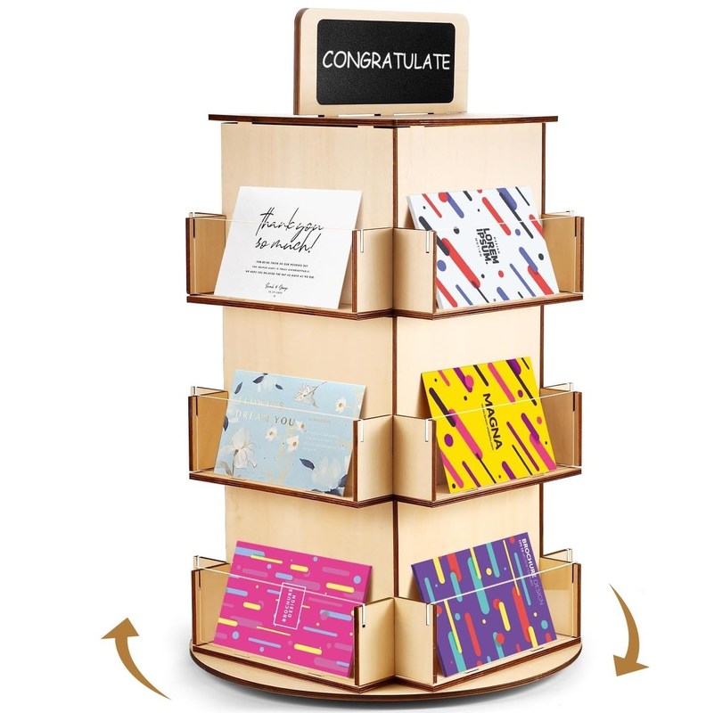 Ξύλινο υλικό από γυαλί ξύλινο ράφι για καρτ-ποστάλ με μικροσκοπικό δανειστικό μέγεθος