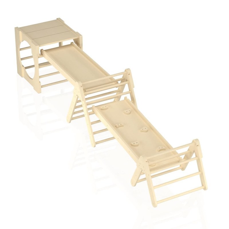 5 σε 1 Τριγωνικά παιχνίδια αναρρίχησης ξύλινα παιδικά γυμναστήριο αναρρίχησης με ράμπα και διαδρόμιο