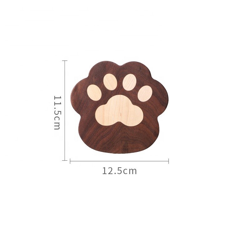 Φωστική γάτα Claw σχήμα Walnut Cup Mat Coasters 11.5x12.5x1.2cm για προσαρμοσμένο λογότυπο
