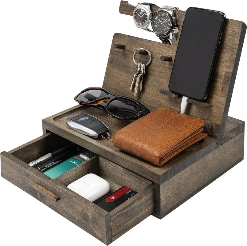 Διπλό επιπέδου οργανωτής τραπεζιού δίπλα στο κρεβάτι για την αποθήκευση μεγάλων ποσοτήτων εξαρτημάτων κινητών τηλεφώνων