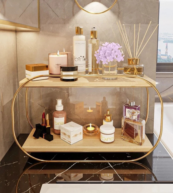 Κρεβάτι μπάνιου ξύλινο δίσκο μαγαζί οργανωτής countertop για αποθήκευση μακιγιάζ αρώματα