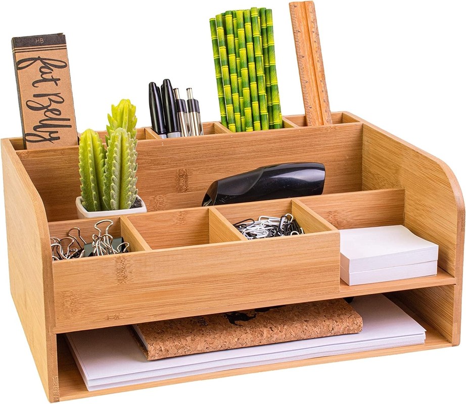 Οργανώστε τα υλικά γραφείου με το Bamboo Wood Desk Organizer και την αποθήκευση αρχείων Προσαρμοσμένο λογότυπο