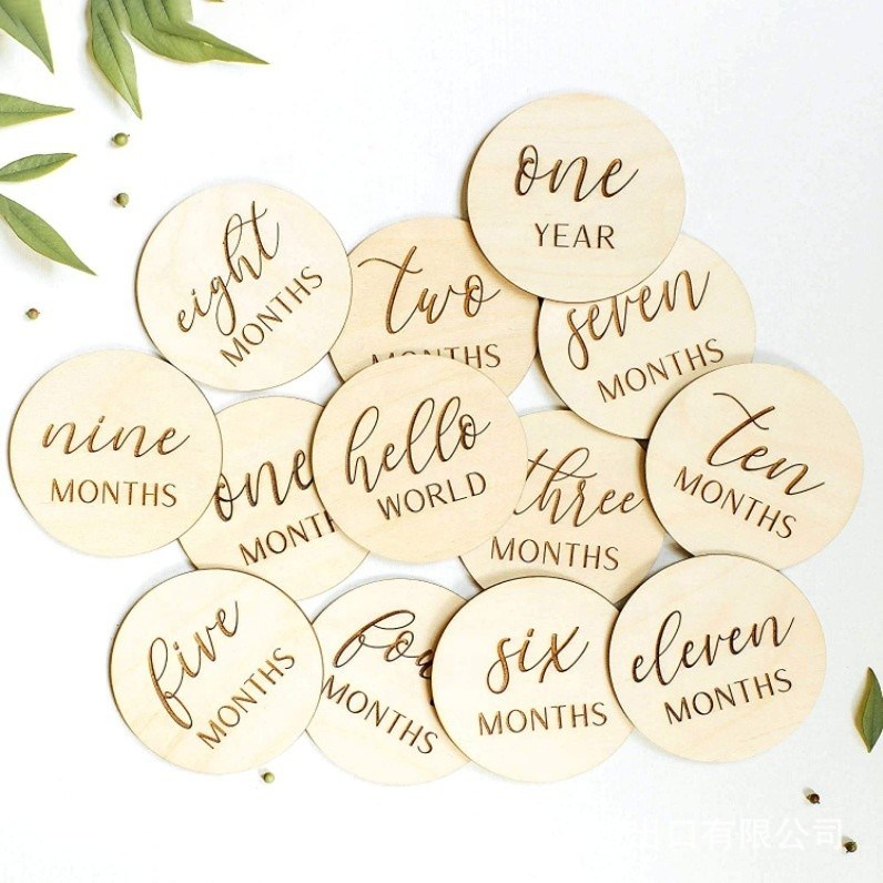 Προσαρμοσμένο μέγεθος Πλέιγουντ Μωρό μηνιαίες κάρτες ορόσημο Ιδανικό για ανακοίνωση γέννησης νεογέννητων