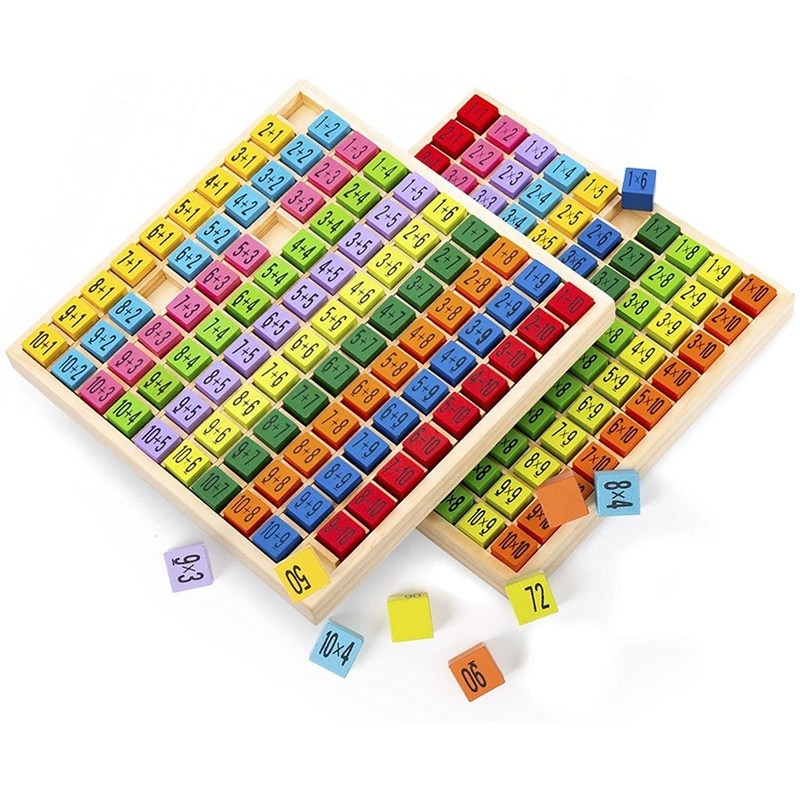Παιχνίδι πίνακα μαθηματικών ξύλινου πολλαπλασιασμού 7.5x7.5x0.8 ίντσες Μέγεθος και καμένη εκτύπωση
